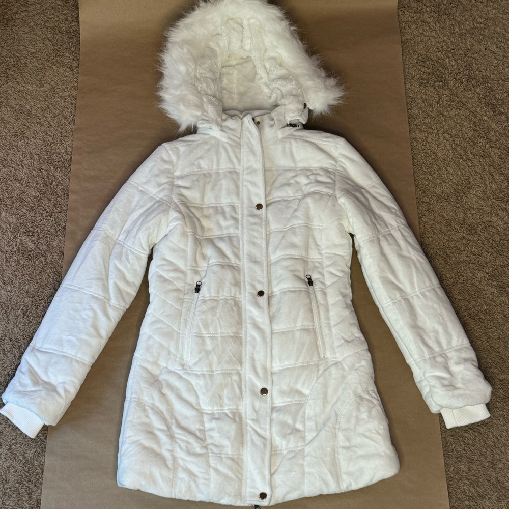 Gorgeous White Warm Sherpa Lined Winter Coat